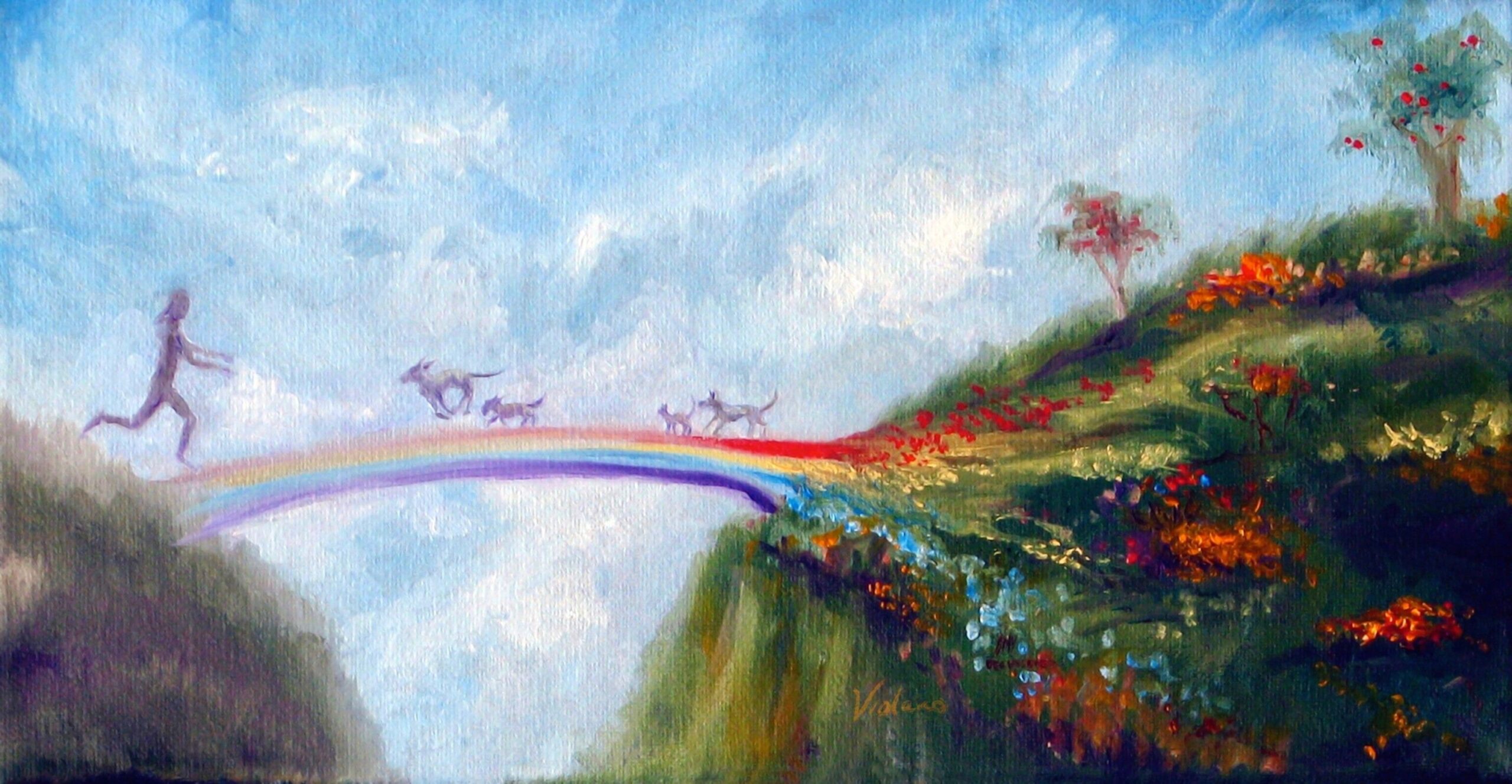 Malba Rainbow Bridge (v překladu Duhový most) od umělkyně Stelly Violano